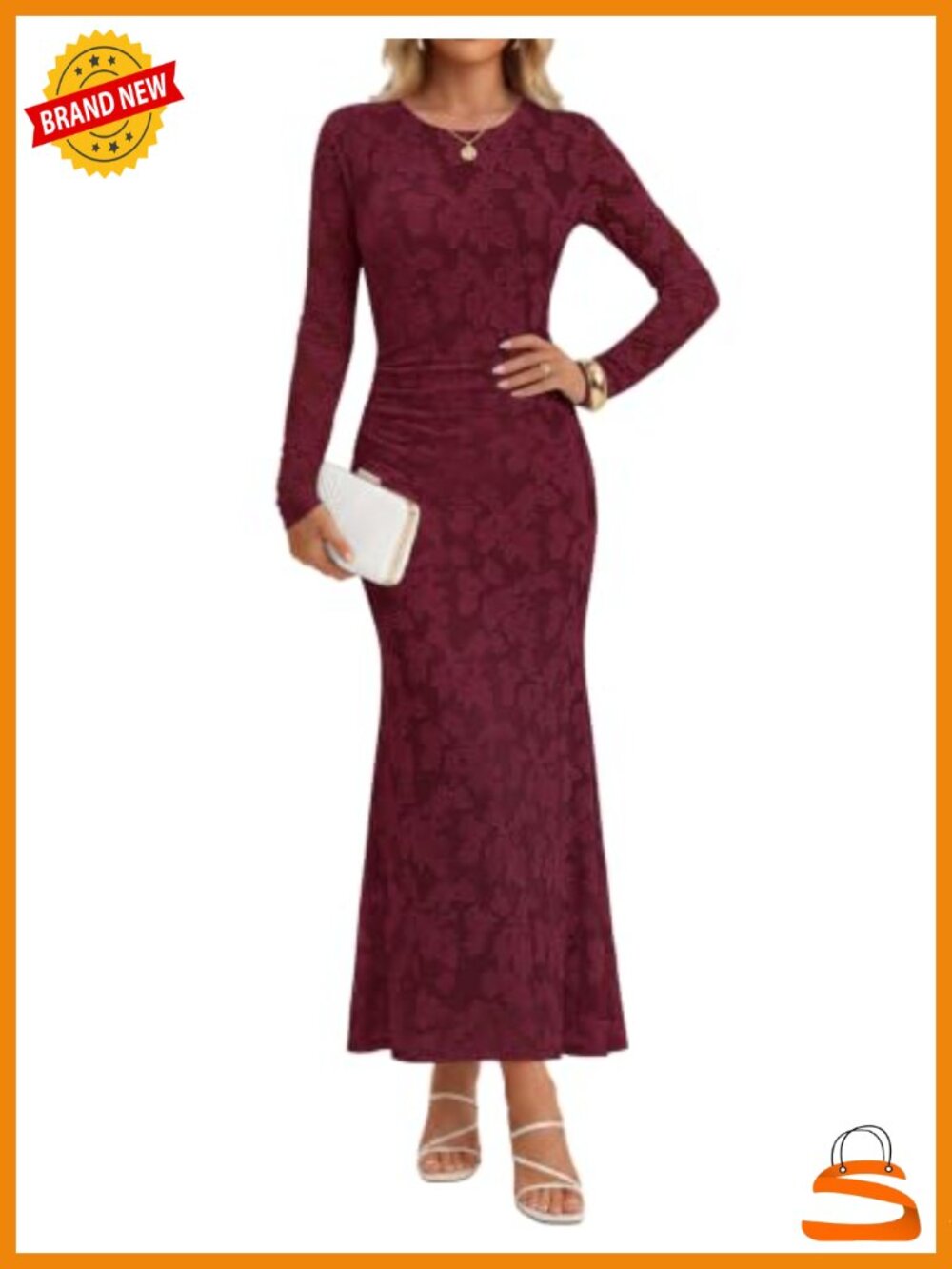 Long Sleeve Floral Maxi Bodycon Mermaid Dress
